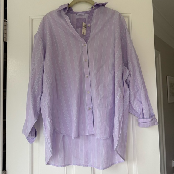 Aerie Good Day Button Down Shirt in Lavender Oversized - Picture 6 of 11